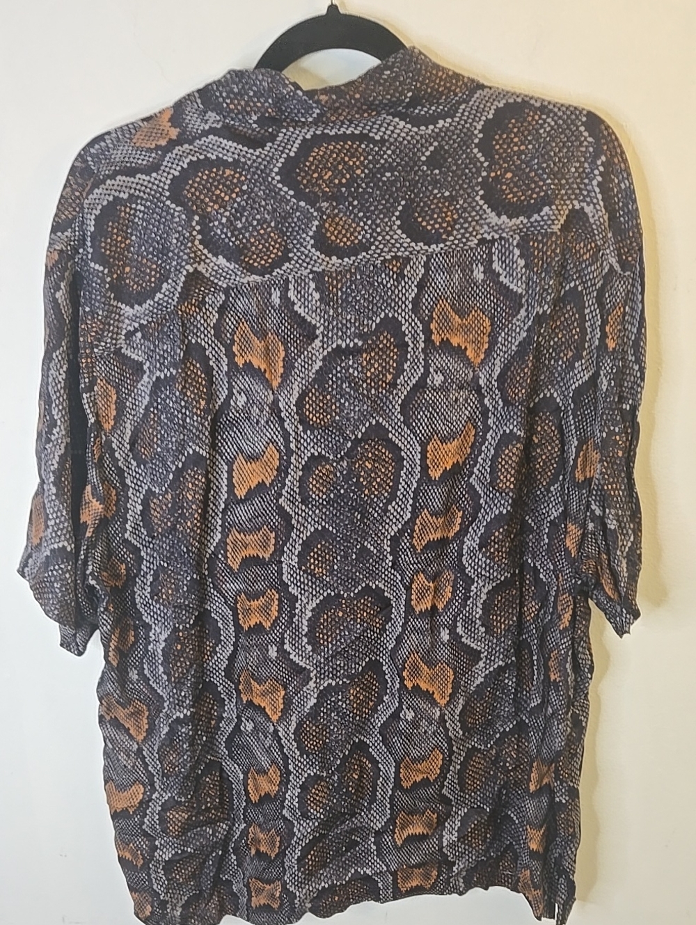 All Saints Men's Snake-Print Button-Up Shirt in Black & Brown - Picture 5 of 6